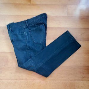 Waxed coated black jeans men, 35/30